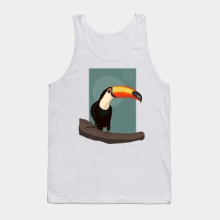 Illustration of a Toucan on a Branch with Mint Green Background Tank Top